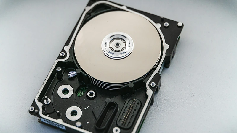 Inside of an open hard disk drive